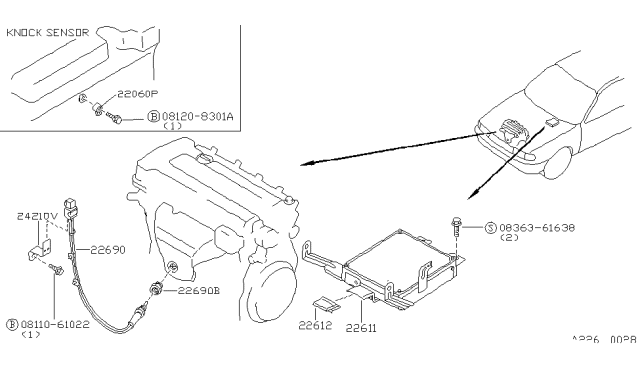 1993 Nissan Sentra Engine Control Unit Assembly Diagram for 23710-88Y10