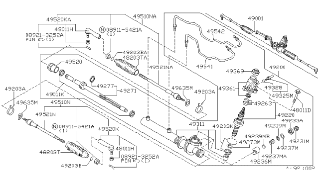 1993 Nissan Sentra Rack Assy-Power Steering Diagram for 49271-65Y00