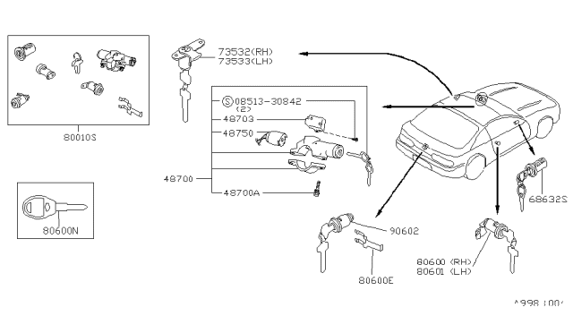 1994 Nissan Sentra Key Set & Blank Key Diagram 2