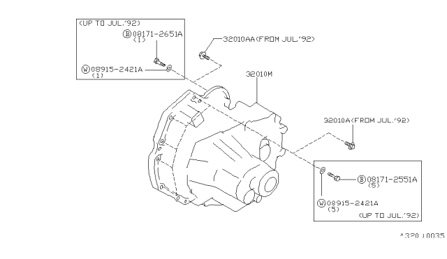 1993 Nissan Sentra Manual Transmission, Transaxle & Fitting Diagram 2