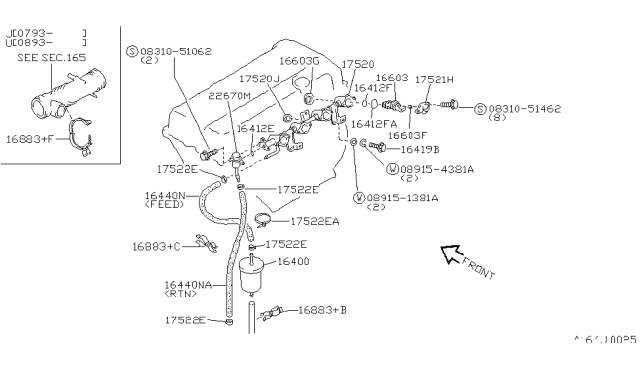 1993 Nissan Sentra Fuel Strainer & Fuel Hose Diagram 2