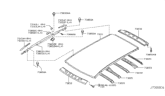 2006 Nissan Murano Roof Panel & Fitting Diagram 2