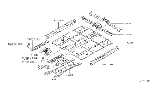 2006 Nissan Murano Member Assembly-Cross 2ND Diagram for 74330-CC20A