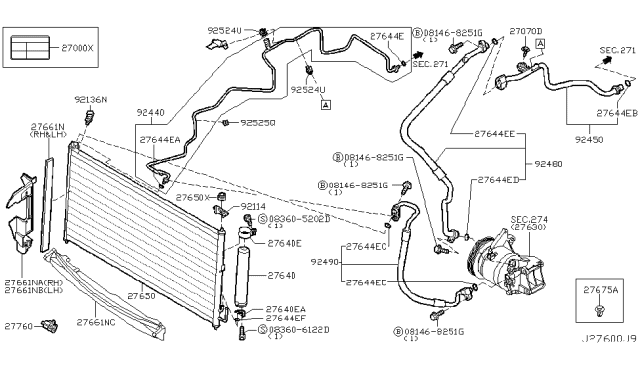 2003 Nissan Murano Condenser,Liquid Tank & Piping Diagram
