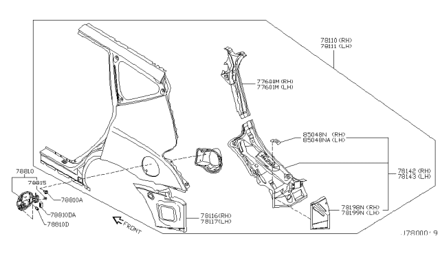 2007 Nissan Murano Extension-Base Rear Combination Lamp, RH Diagram for 78198-CA000