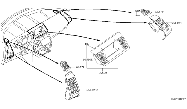 2007 Nissan Murano Grille-Side Defroster,LH Diagram for 68741-CA001