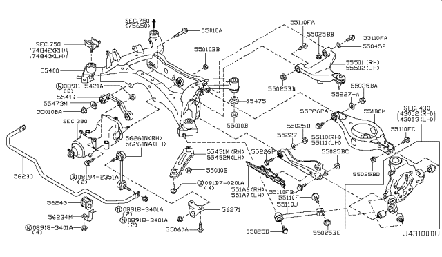 2003 Nissan Murano STOPPER - Differential Mounting Diagram for 55473-8H500
