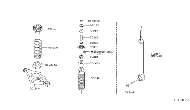 2007 Nissan Murano Tube-Distance,Shock Absorber Mounting Diagram for 55323-CA00A