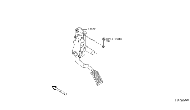 2006 Nissan Murano Lever Complete-Accelerator,W/DRUM Diagram for 18002-CA000