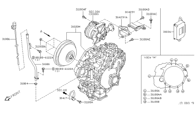 2005 Nissan Murano Unit-Shift Control Diagram for 31036-CB46B