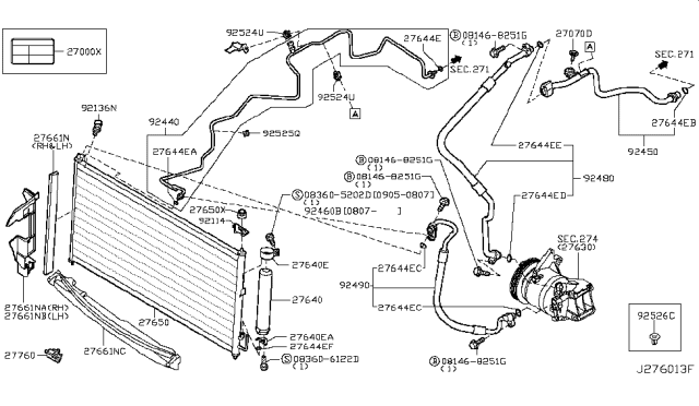 2007 Nissan Murano Condenser,Liquid Tank & Piping Diagram
