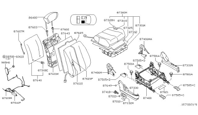 2005 Nissan Murano Cover-RECLINING Device,Inner Diagram for 87456-CA001