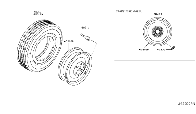 2005 Nissan Murano Road Wheel & Tire Diagram 4