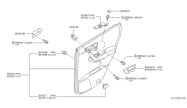 2003 Nissan Murano Finisher-Power Window Switch,Rear LH Diagram for 82961-CA000