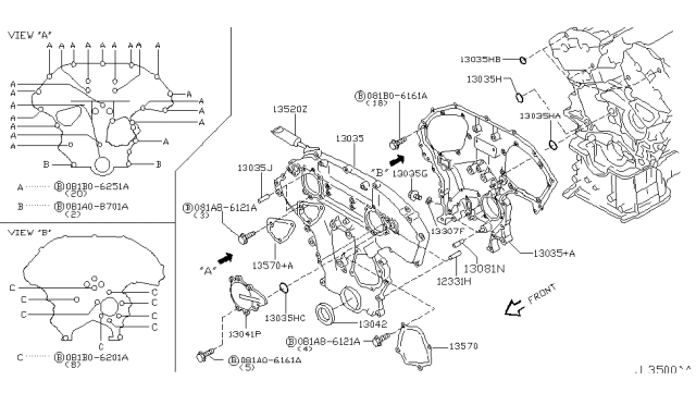 2003 Nissan Murano Seal-Oil,Crankshaft Front Diagram for 13510-31U00