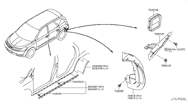 2006 Nissan Murano Body Side Fitting Diagram 1