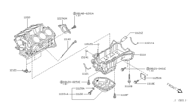 2004 Nissan Murano Cylinder Block & Oil Pan Diagram 3