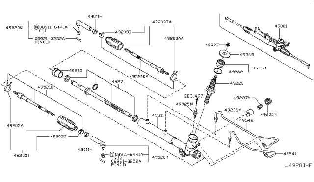 2007 Nissan Murano Gear & Linkage-Power Steering Diagram for 49001-CC200