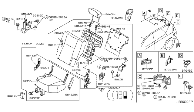 2004 Nissan Murano Rear Seat Diagram 3