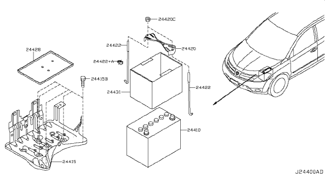 2007 Nissan Murano Battery & Battery Mounting Diagram 2