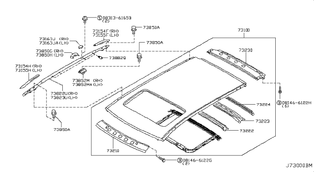 2004 Nissan Murano Roof Panel & Fitting Diagram 4