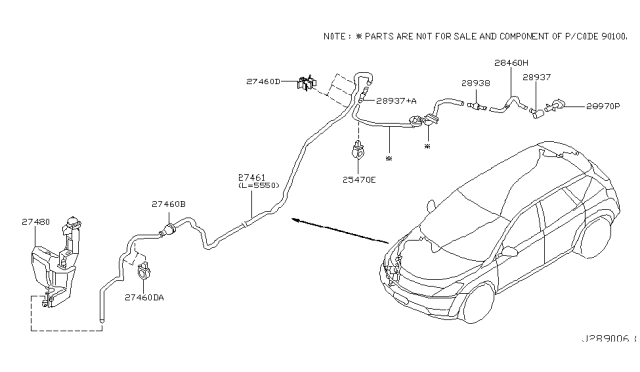 2004 Nissan Murano Hose-Washer Diagram for 28975-CA005