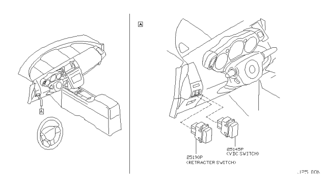 2003 Nissan Murano Switch Assembly-Retractable Head Lamp Diagram for 25190-AX000
