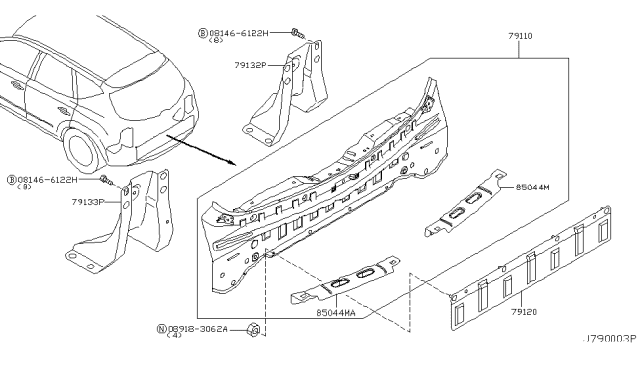 2004 Nissan Murano Rear,Back Panel & Fitting Diagram 2