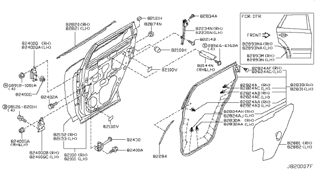 2006 Nissan Murano Screen-Sealing,Rear RH Diagram for 82860-CB01A