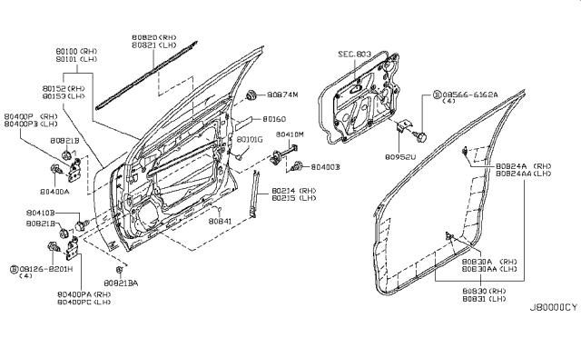 2007 Nissan Murano Front Door Panel & Fitting Diagram 3