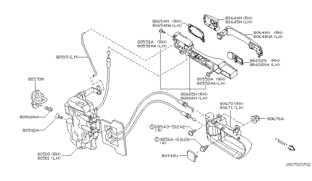 2007 Nissan Murano Outside Handle Grip Diagram for 80640-CB012