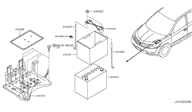 2007 Nissan Murano Battery & Battery Mounting Diagram 2