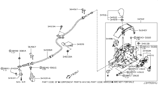 2007 Nissan Murano Transmission Control Device Assembly Diagram for 34901-CA11A