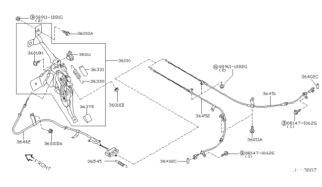 2005 Nissan Murano Device Assy-Parking Brake Control Diagram for 36010-CA000