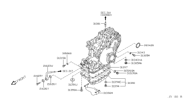 2003 Nissan Murano Heat Sink-Oil Pan Diagram for 31396-1XD00