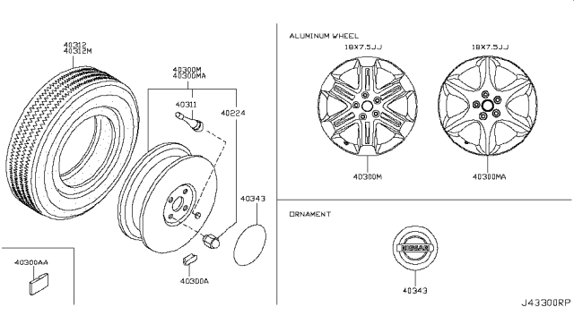 2006 Nissan Murano Road Wheel & Tire Diagram 2