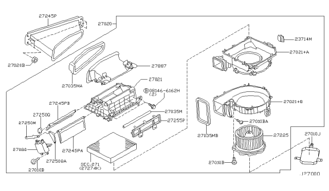 2007 Nissan Murano Blower Assy-Front Diagram for 27200-CB60B