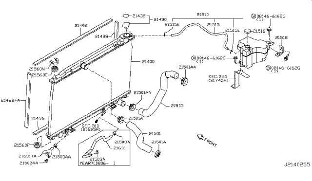 2007 Nissan Murano Radiator,Shroud & Inverter Cooling Diagram 1