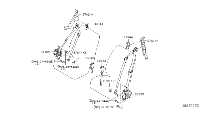 2006 Nissan Murano Front Seat Belt Diagram 1