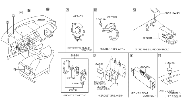 2004 Nissan Murano Control Assembly-Power Seat Diagram for 28565-CA000
