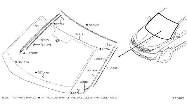 2006 Nissan Murano Front Windshield Diagram