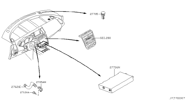 2007 Nissan Murano Amplifier-Control,Air Conditioner Diagram for 27760-CB62A