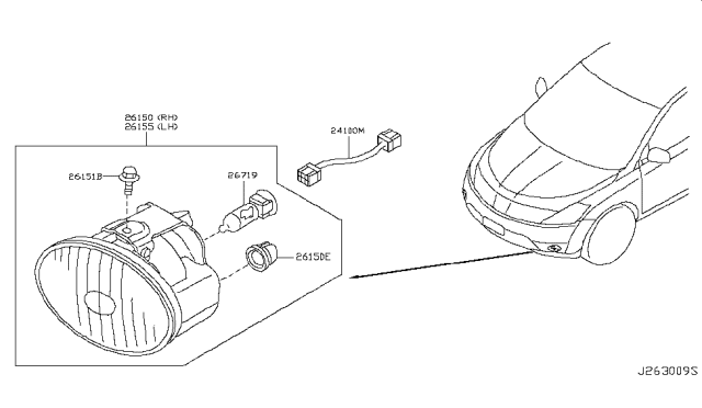 2007 Nissan Murano Harness-Fog Lamp Diagram for 24028-CA00A