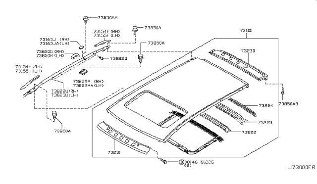 2006 Nissan Murano Roof Panel & Fitting Diagram 4