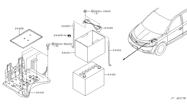 2003 Nissan Murano Battery & Battery Mounting Diagram