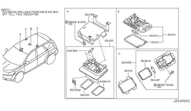 2005 Nissan Murano Lamp Assembly-Room Diagram for 26410-CA001