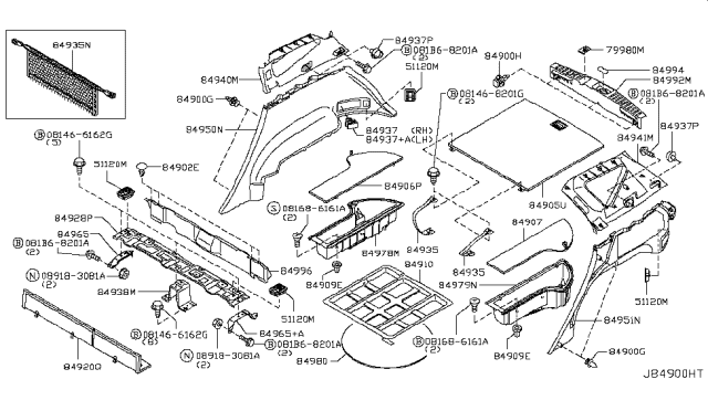 2007 Nissan Murano Trunk & Luggage Room Trimming Diagram 1