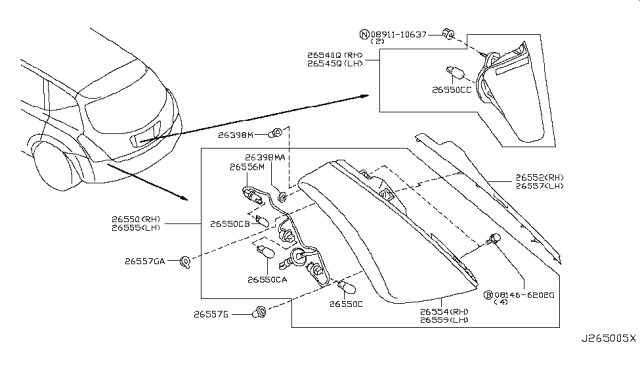 2005 Nissan Murano Rear Combination Lamp Diagram 2