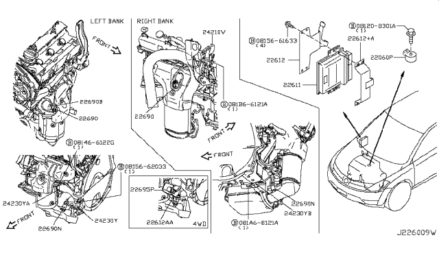 2004 Nissan Murano Engine Control Module Diagram for 23710-CB002