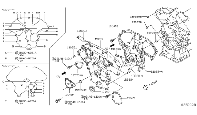 2007 Nissan Murano Front Cover,Vacuum Pump & Fitting Diagram 1